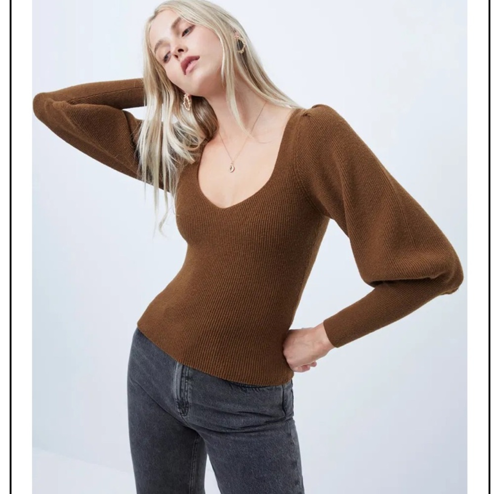 NWT French Connection Joss Knits Puff Sleeve Jumper